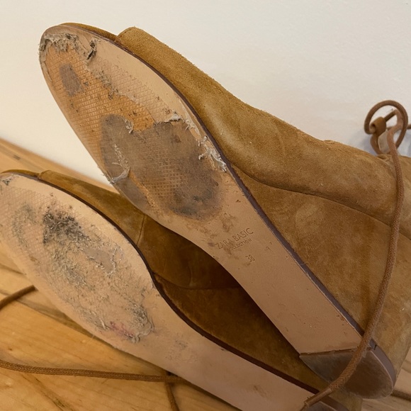 Zara suede lace up wedge sandals 38 - Picture 3 of 7
